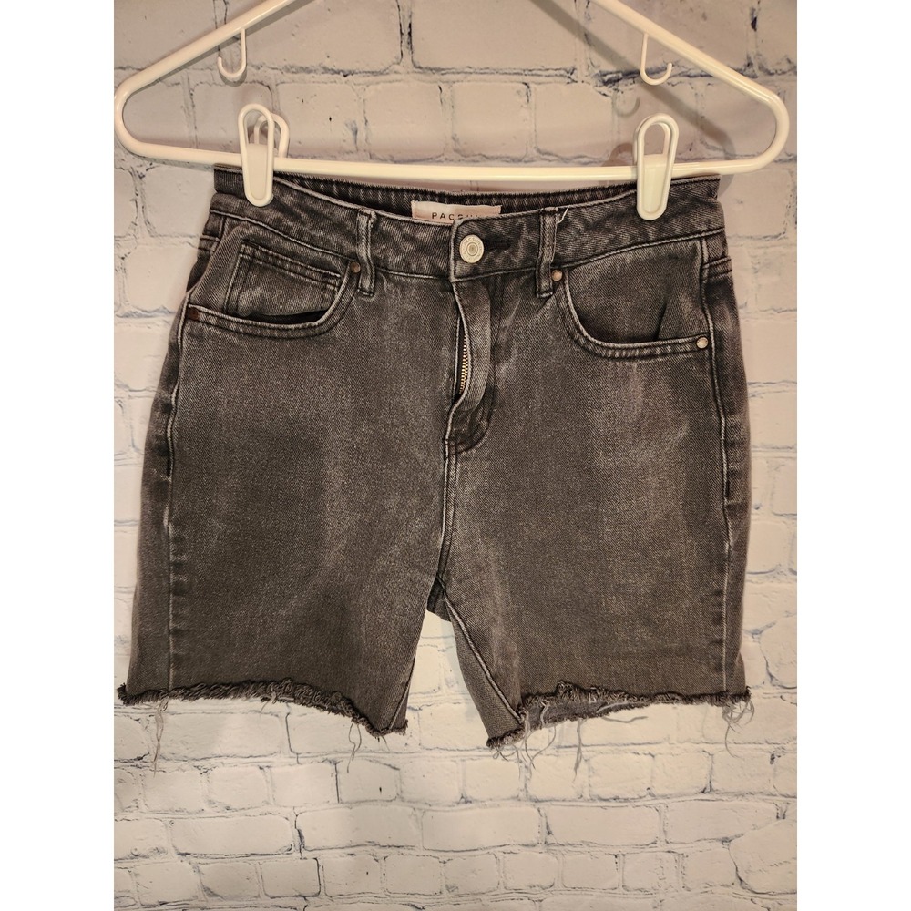 PAC SUN Mom Jean, Distressed Black Cut Off Shorts, Sz 25
